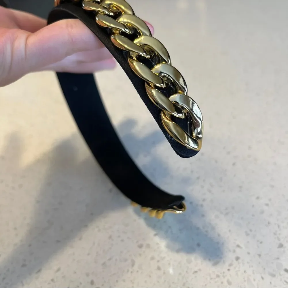 Black and gold metal‎ chain hairband